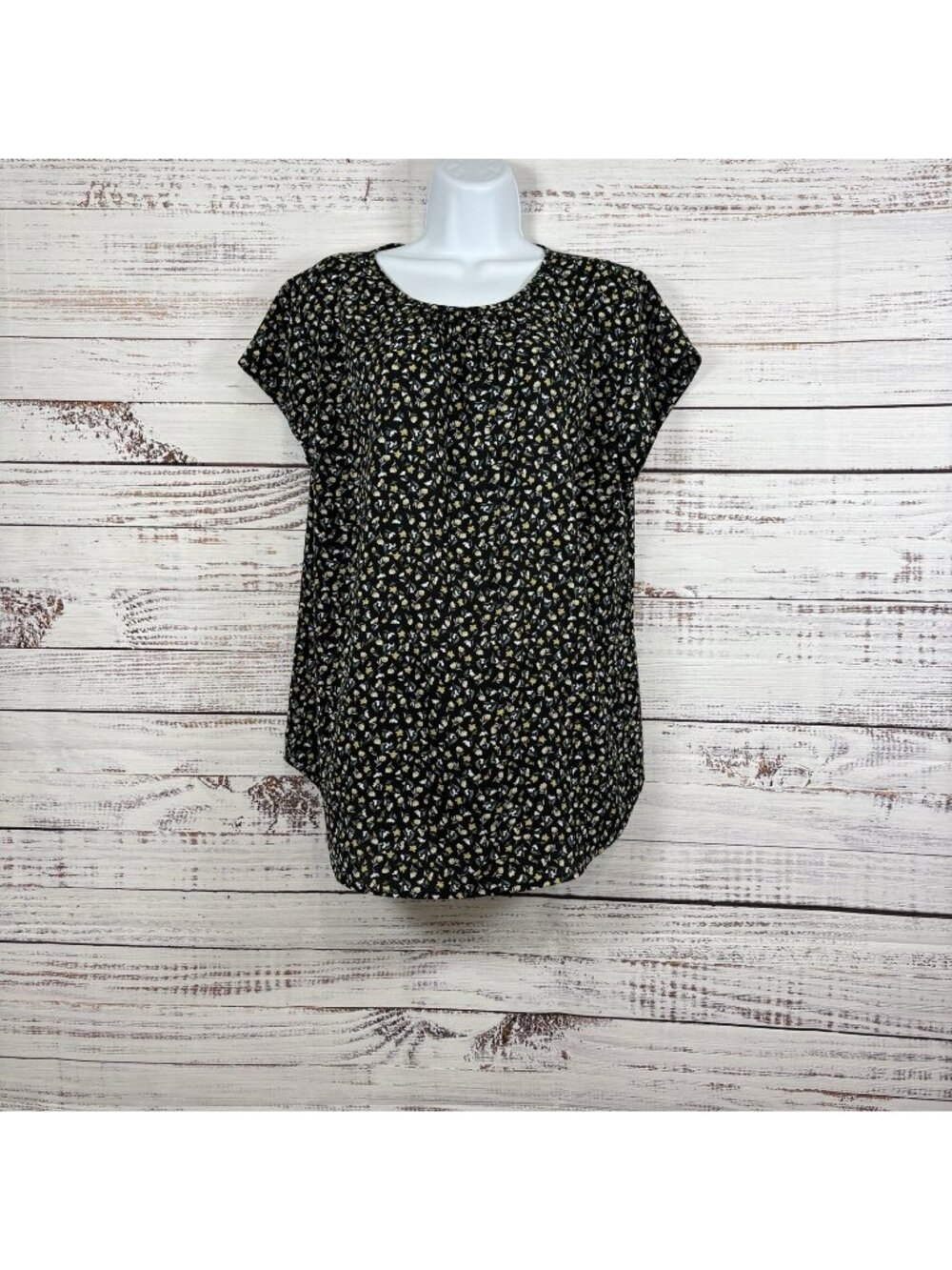 Fun2Fun Black Yellow Floral Cap Sleeve Blouse